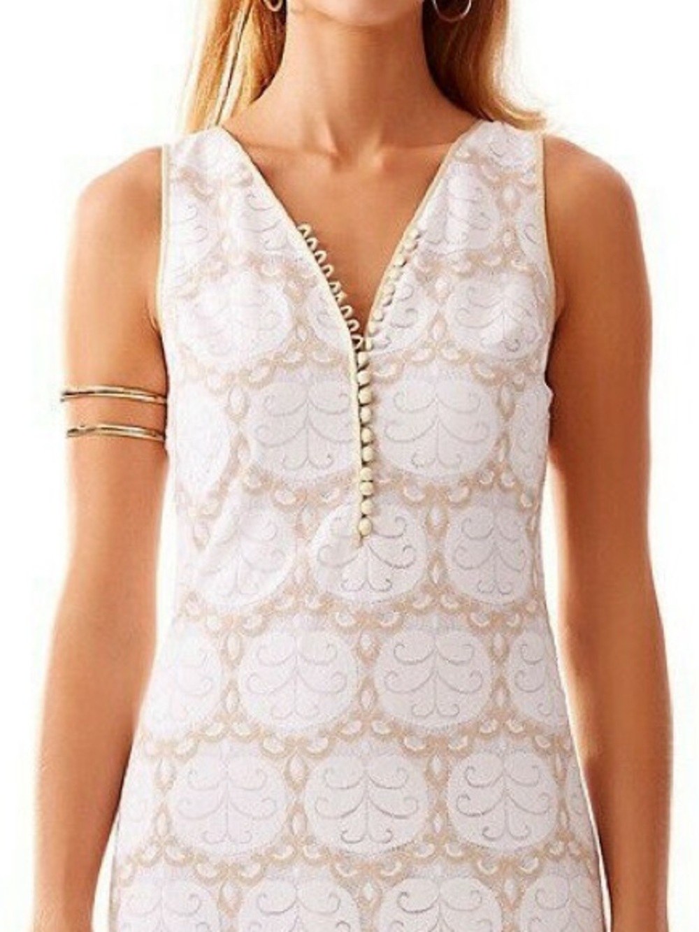 Lilly Pulitzer Nadine Resort White Gold Par Lace Overlay NWT